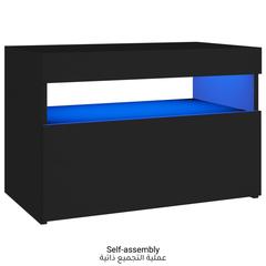 vidaXL Bedside Cabinet & LED Lights Black 60x35x40 cm Engineered Wood