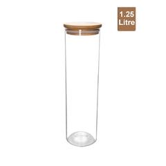 Little Storage Co Tall Bamboo & Glass Storage Jar (1.25 L)