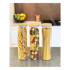 Little Storage Co Tall Bamboo & Glass Storage Jar (1.25 L)
