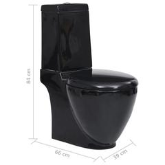 vidaXL WC Ceramic Toilet Bathroom Round Toilet Bottom Water Flow Black