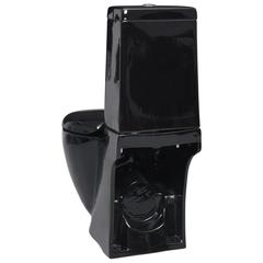 vidaXL WC Ceramic Toilet Bathroom Round Toilet Bottom Water Flow Black