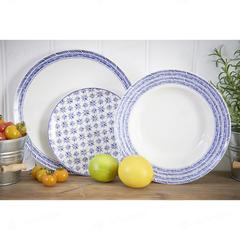 Wilko Porcelain Dinner Set (Set of 12, White and Blue)