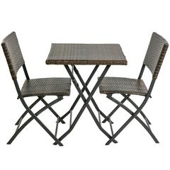 Florence 2-Seater Rattan Folding Bistro (Dark Brown)