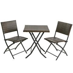 Florence 2-Seater Rattan Folding Bistro (Dark Brown)