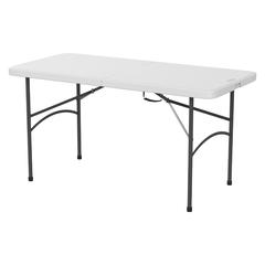 Cosmoplast Plastic Folding Picnic Table W/Steel Legs (White, 122 x 61 x 74cm)