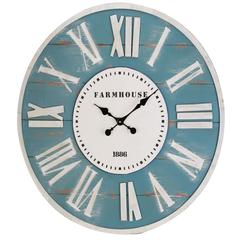 ساعة فارم هاوس مستديرة (80 × 4 سم، رمادي)