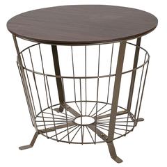Rustic Round Table with Storage (56 x 46 cm, Brown)