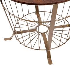 Rustic Round Table with Storage (56 x 46 cm, Brown)