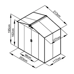 مقصورة تخزين معدنية مجلفنة (213 ×127 × 195 سم، أخضر فاتح/بيج)