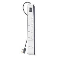 Belkin 4-Outlet Surge Protection Strip with USB & Power Cord (2 m)