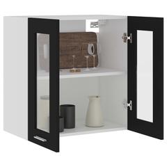 vidaXL Engineered Wood Hanging Cabinet W/Glass Doors (60 x 31 x 60 cm, Black)