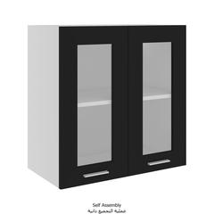 vidaXL Engineered Wood Hanging Cabinet W/Glass Doors (60 x 31 x 60 cm, Black)