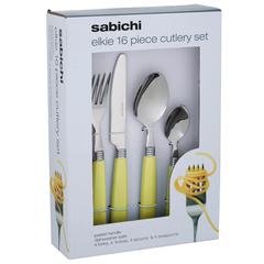 Sabichi Elkie Cutlery Set (Set of 16, Cream)
