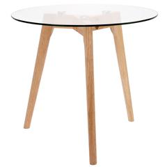 Wooden Side Table with Glass Top (50 x 45 cm)