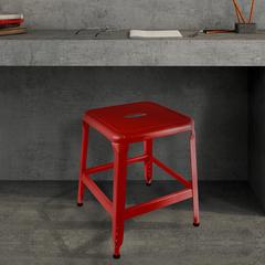 مقعد معدني بدون ظهر من هوم ديكو فاكتوري (37 × 42.5 سم، أحمر)