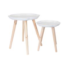Home Deco Factory Arabesque Nesting Tables (White, Pack of 2)