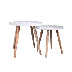 Home Deco Factory Round Nesting Table (White, Pack of 2)