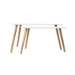 طاولات هوم ديكو فاكتوري بتصميم حصى قابلة للرص (أبيض، طقم من 2)