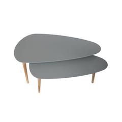 طاولات هوم ديكو فاكتوري بتصميم حصى قابلة للرص (رمادي، طقم من 2)