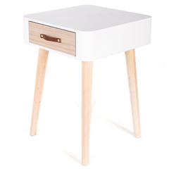طاولة هوم ديكو فاكتوري 1 درج لجانب السرير (35 × 35 × 47.8 سم، أبيض)