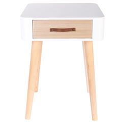 Home Deco Factory 1 Drawer Bedside Table (35 x 35 x 47.8 cm, White)