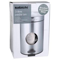 Sabichi Brushed Steel Pedal Bin (3 L)