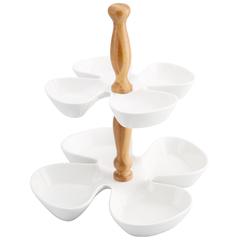 Homeworks 2 Tier Dessert Plate with Handle (White)