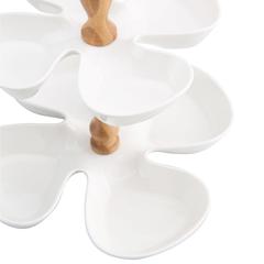 Homeworks 2 Tier Dessert Plate with Handle (White)