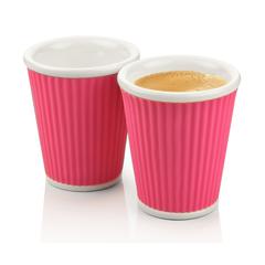 LesArtistes Silicone Cover Porcelain Cup (Pack of 2, Pink)