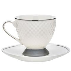 Homeworks English Tea Cup & Saucer (Set of 4, Gold/White)