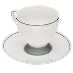 Homeworks English Tea Cup & Saucer (Set of 4, Gold/White)
