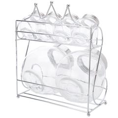 Homeworks Glass Canister with Iron Stand (Set of 6, Clear & Silver)