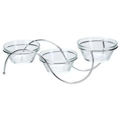 Homeworks Glass Bowl Set with Iron Stand (12 x 6 cm, Set of 4)