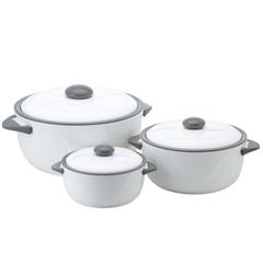 Homeworks Food Warmer Set (Set of 3, White & Gray)