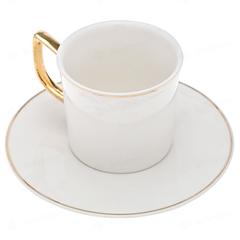 Homeworks Cup & Saucer Set with Golden Handle (White, Set of 12)