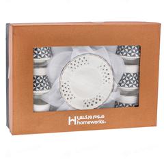 Homeworks Triangle Design Cup & Saucer Set (90 ml, Set of 12, Black & White)