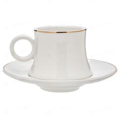 Homeworks Cup & Saucer Set With Gold Rim (White, Set of 12)