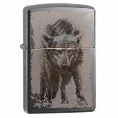 Zippo Wolf Design Windproof Lighter, 49073 150 (Black Ice)