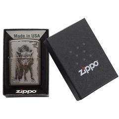 Zippo Wolf Design Windproof Lighter, 49073 150 (Black Ice)