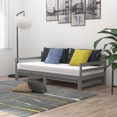 vidaXL Pull-out Day Bed Grey Solid Pinewood 2x