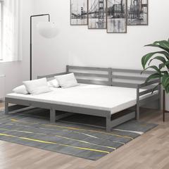 vidaXL Pull-out Day Bed Grey Solid Pinewood 2x