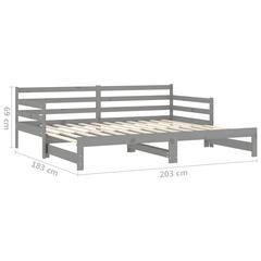 vidaXL Pull-out Day Bed Grey Solid Pinewood 2x