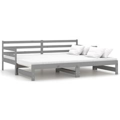 vidaXL Pull-out Day Bed Grey Solid Pinewood 2x