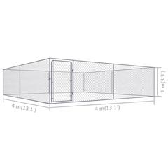 vidaXL Galvanized Steel Outdoor Dog Kennel (4 x 4 x 1 m)