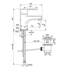 Ideal Standard Idealstream Brass Basin Mixer, B1262AA