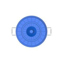 حوض بلاستيكي دائري بغطاء من كوزموبلاست (125 لتر ، أزرق)