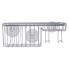 Interdesign 57302 Suction Shower Combo Basket (28.2 x 4.7 x 11.9 cm, Silver)