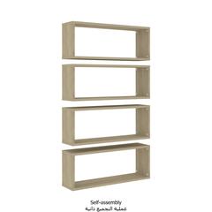 رف حائط مكعب 4 قطع خشب هندسي لون بلوط سونوما 60x15x23 سم