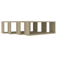 رف حائط مكعب 4 قطع خشب هندسي لون بلوط سونوما 60x15x23 سم