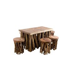 طقم سفرة  4 مقاعد من خشب الساج مشروم خشبيستا